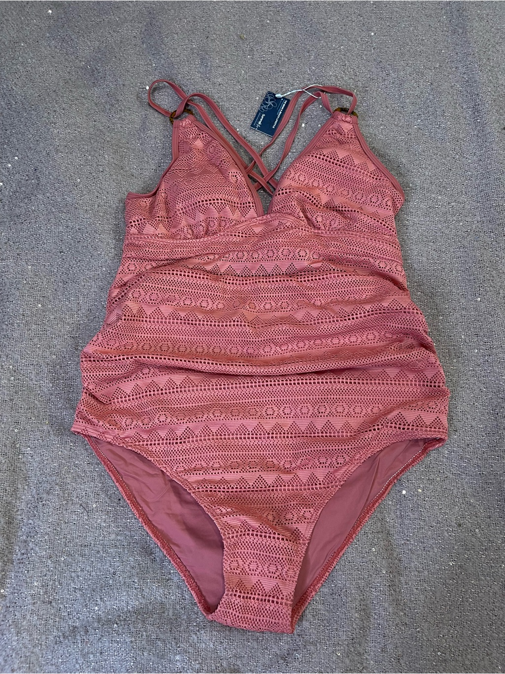 Summer Mae Maternity One Piece Swimsuit Women O-Ring Linked Color Peach Size 8